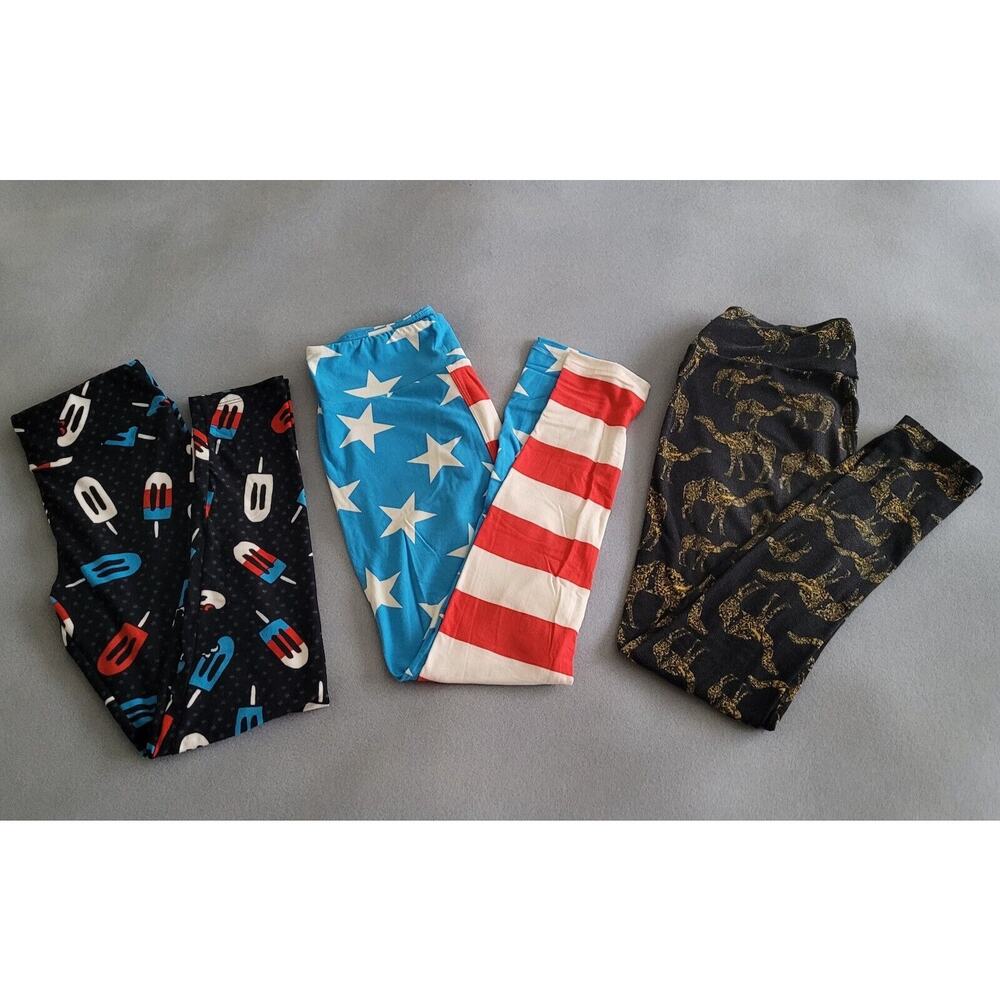 LULAROE 3 pairs Leggings Assorted Prints VERY Soft -- OS/One Size**GREAT DEAL**